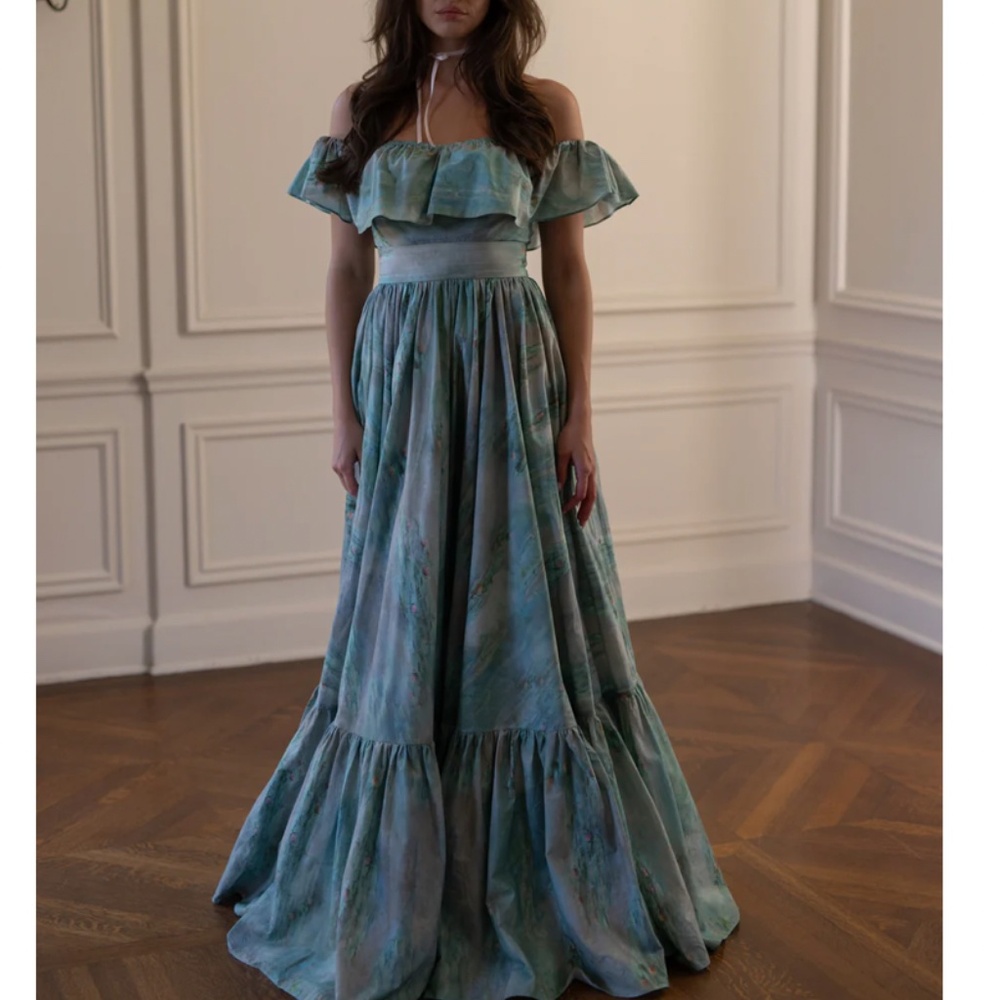 Selkie Mint Green and Seafoam Off-Shoulder Maxi Dress - Picture 2 of 9